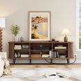 thumbnail image 2 of GIKPAL Fluted TV Stand for 65 Inch TV – Modern Entertainment Center with Power Outlets, Adjustable Shelves & Sliding Doors, Stylish Media Console for Living Room, Walnut, 2 of 13