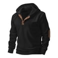thumbnail image 2 of Kakii Mens Fashion Pullover Hoodies Long Sleeve Thermal Drawstring Button Texture Hooded Sweatshirt, 2 of 8