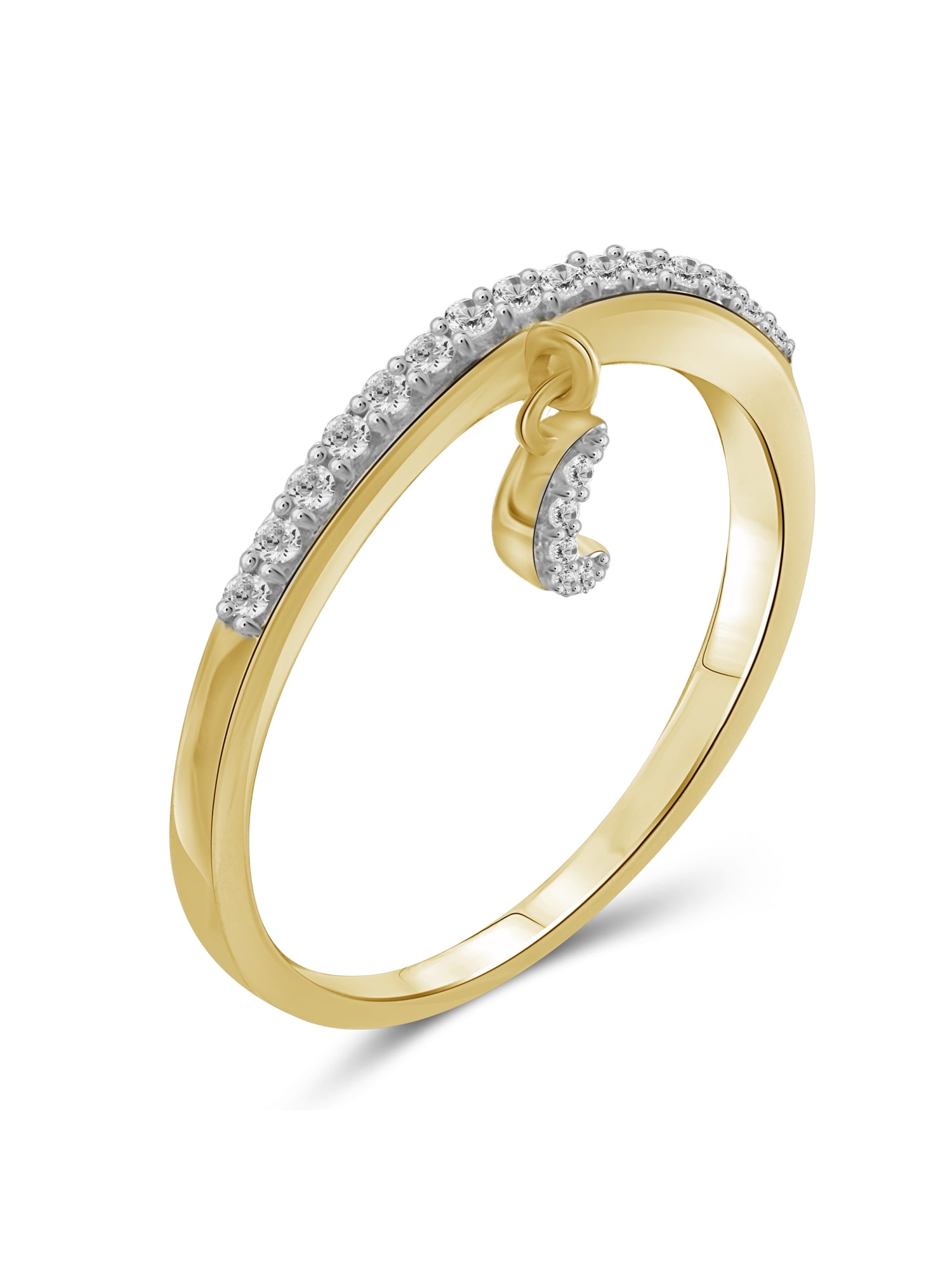 JewelersClub Diamond Rings for Women – 1/5 Carat White Diamond Ring Jewelry– 14K Gold Plated Silver Bands for Women –– Ring by JewelersClub
