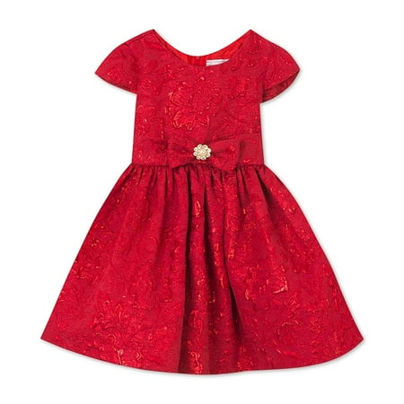 

Rare Editions Baby Girl s Metallic Brocade Bow Dress Red Size 24MOS