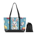 thumbnail image 7 of FORMRS Canvas Laptop Tote Bag for Women with 15.6" Computer Compartments Shoulder Handbag, Easter Bunny Pattern, 7 of 7
