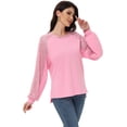 thumbnail image 2 of Women's Casual Sequin Ballon Long Sleeve Blouse Loose Round Neck Matching Top Party, 2 of 7