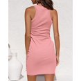 thumbnail image 4 of Vestido sin mangas informal de verano para mujer 2021 cuello redondo ceñido al cuerpo fruncido cintura con lazo Mini vestidos Zhivalor WRHS-144-1, 4 of 5