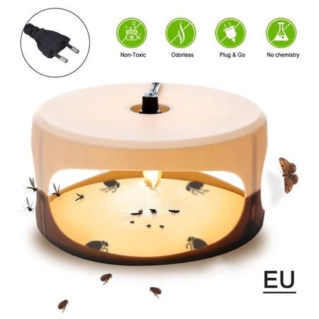 Meterk Sticky Flea Trap Dome Flea Bed Bug Trap with 2 Glue Discs  Odorless Flea Killer Trap Pad  Flea Trap Light Children and Pets Friendly  Plug