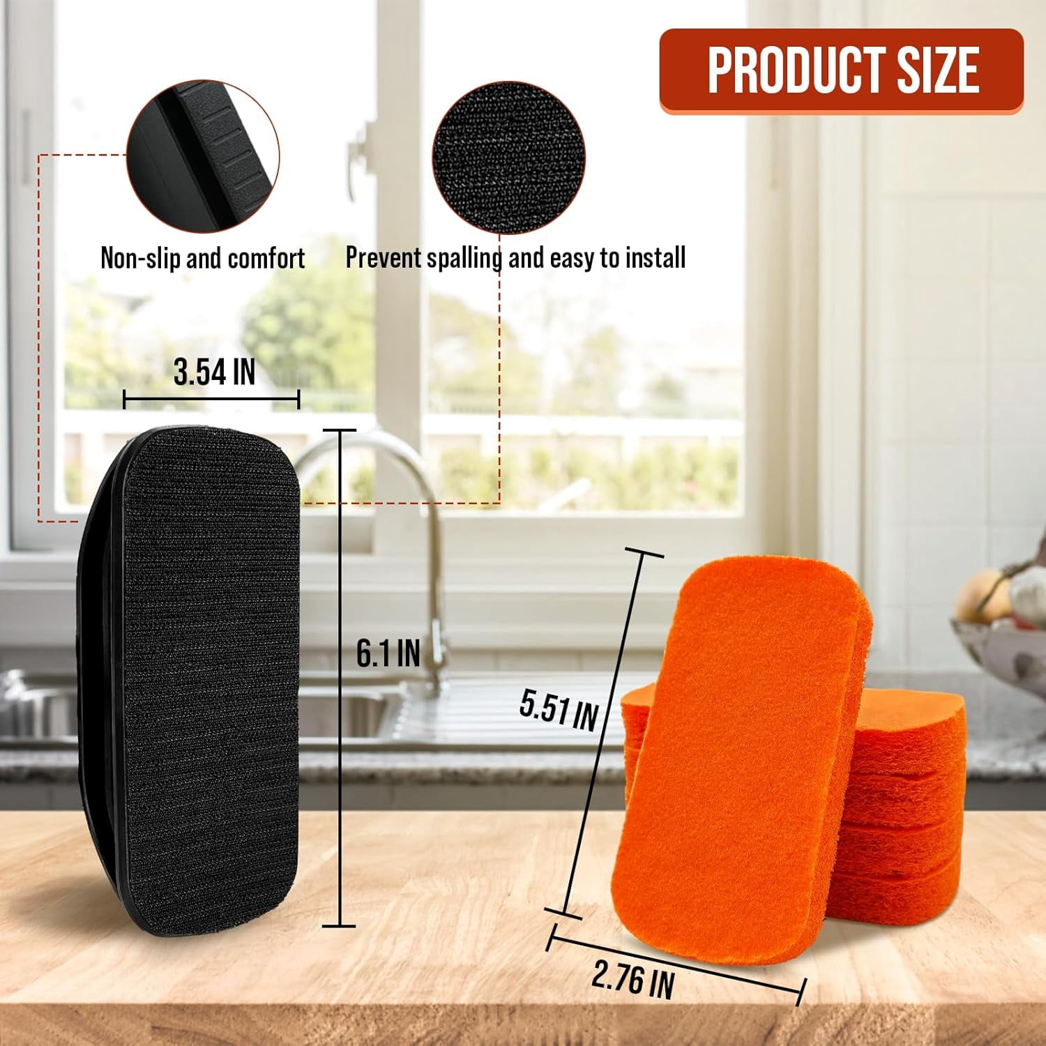 Griddle Cleaning Kit for Blackstone, Flat Top Grill Cleaning Kit Non-Scratch Scouring Pads - Scrubber Pads and Handle