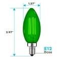 thumbnail image 2 of Luxrite E12 LED Filament Green Light Bulb, 4.5W=40W, Colored Glass Candelabra Bulb, UL, E12, Decoration, Party 2 Pack, 2 of 7