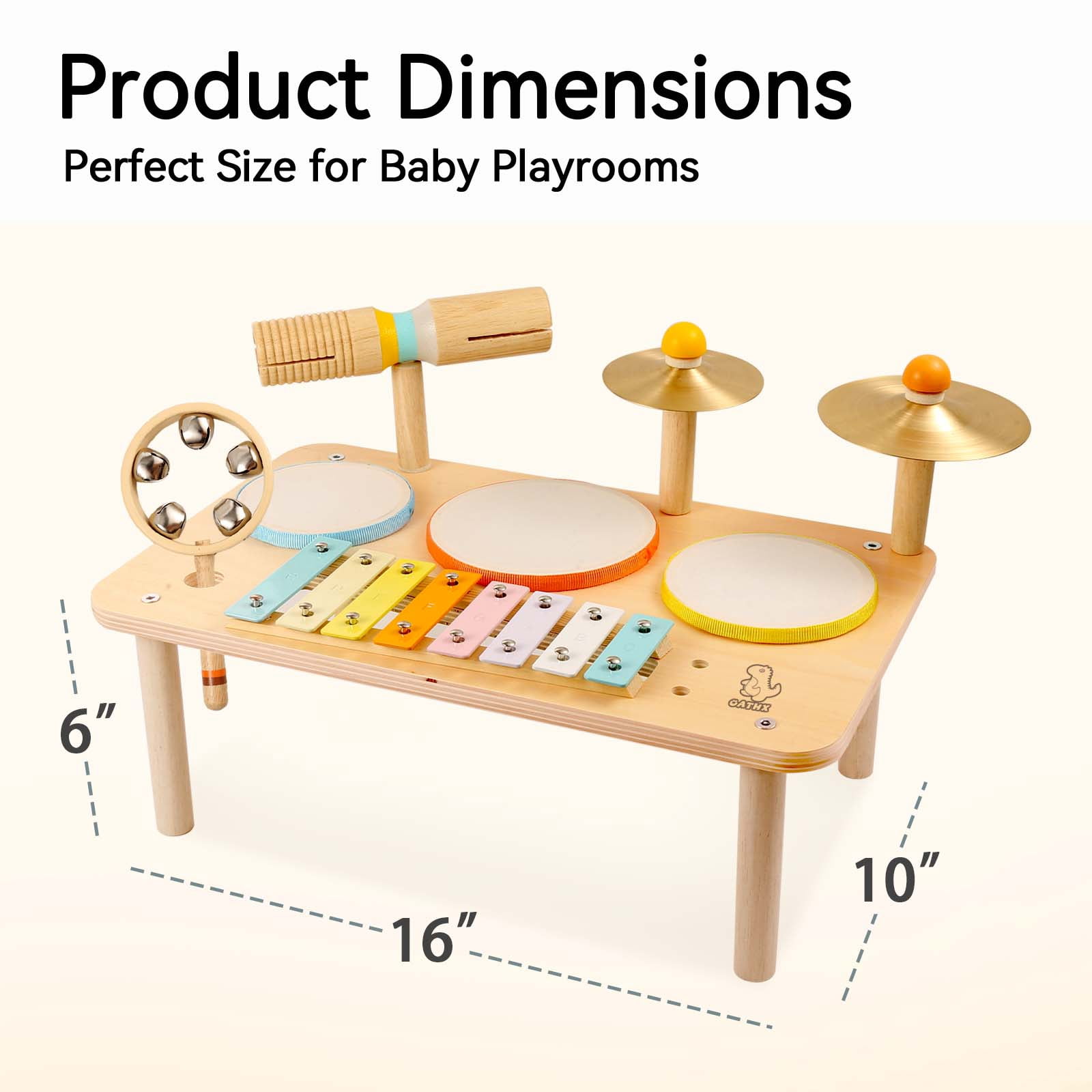 OATHX Kids Drum Set, Montessori Musical Instruments for Toddlers, Wooden Musical Toys for Baby, Preschool Educational Xylophone Drum Kit