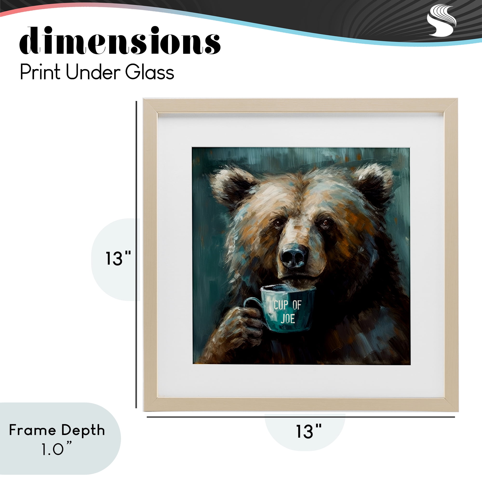 Stupell Industries Bear with Cup Of Joe Birch Framed Print Under Glass, design by Tina LeCour