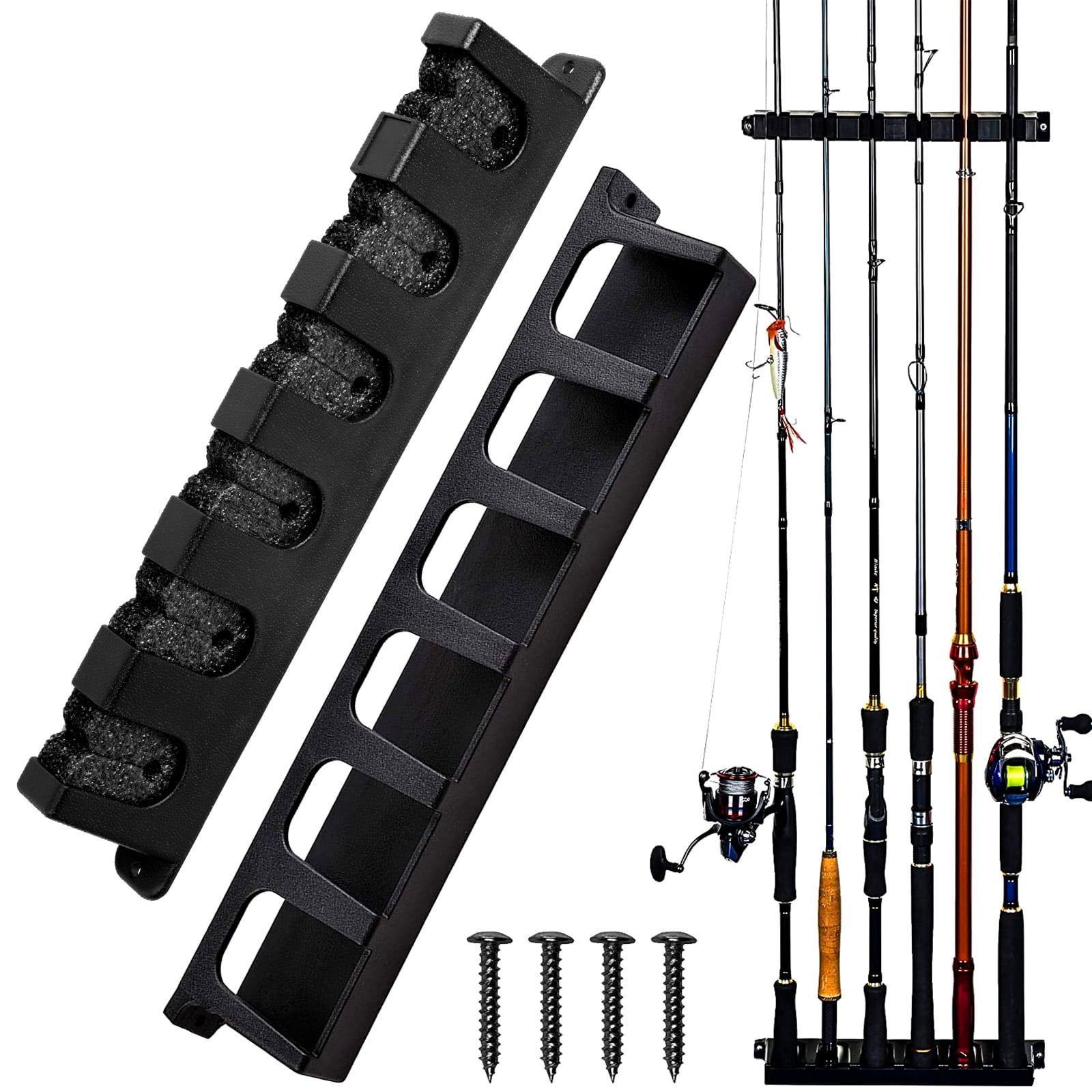 Tools Wall Mounted Fishing Rod Racks Storage Clips Clamps Holder Rack Organizer