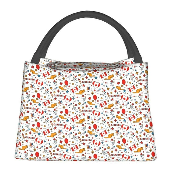 Fotbe Canada Day Bolsa Térmica Portátil con Estampado, Bolsa de Entrega de Alimentos Aislada, Bolsa Reutilizable de Gran Capacidad para Comidas y Supermercado