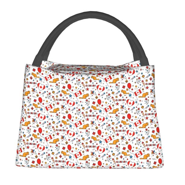 Fotbe Canada Day Bolsa Térmica Portátil con Estampado, Bolsa de Entrega de Alimentos Aislada, Bolsa Reutilizable de Gran Capacidad para Comidas y Supermercado