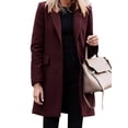 thumbnail image 3 of SLADYGLO Women Lapel Collar Single-breasted Long Sleeve Mid-length Blazer With Pockets, 3 of 3