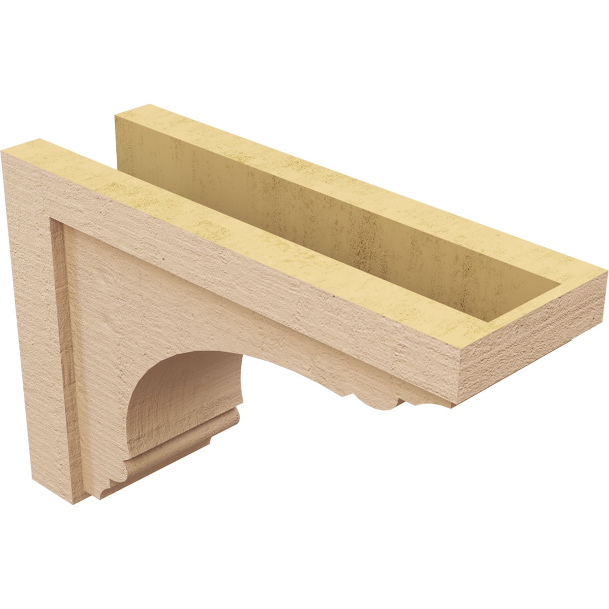 6"W x 18"D x 12"H Classic Warren Rough Cedar Woodgrain TimberThane Corbel, Primed Tan
