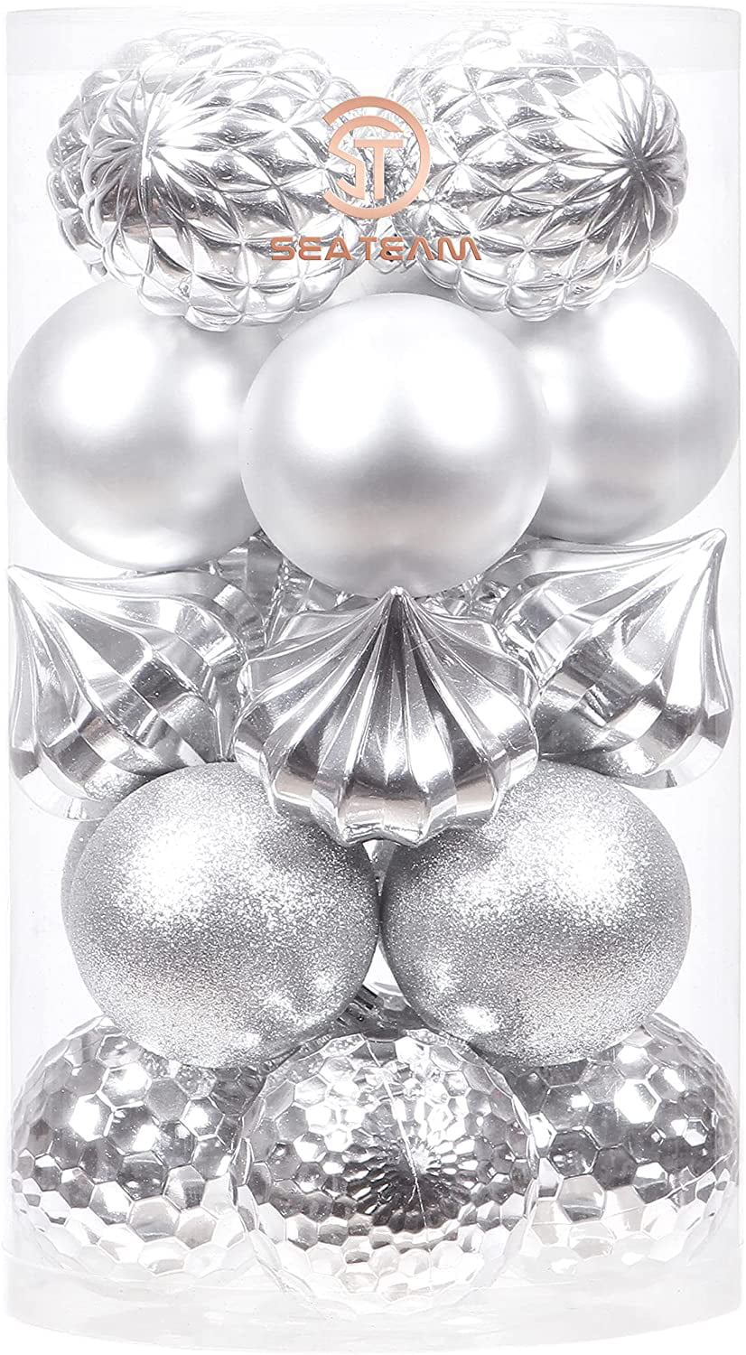 Wedding Sea Team 21-Pack Christmas Ball Ornaments with Strings Holiday Party Hanging Decorations for Xmas Tree Shatterproof Plastic Christmas Bulbs Champagne 80mm/3.15-Inch Large Size Baubles