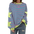 thumbnail image 2 of Hoodies For Women Oversized Sweatshirt For Women 2024 Fall Crewneck Star Striped Top Long Sleeve Preppy Y2K Hoodies Lightweight Hoodie, 2 of 7