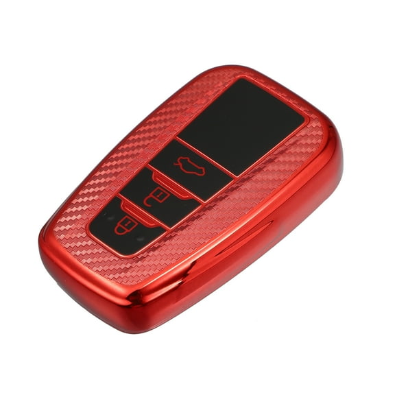 Unique Bargains Silicone for Smart Key Fob Case Cover for Toyota 86 Gt86 2018-2021 Carbon Fiber Pattern Red