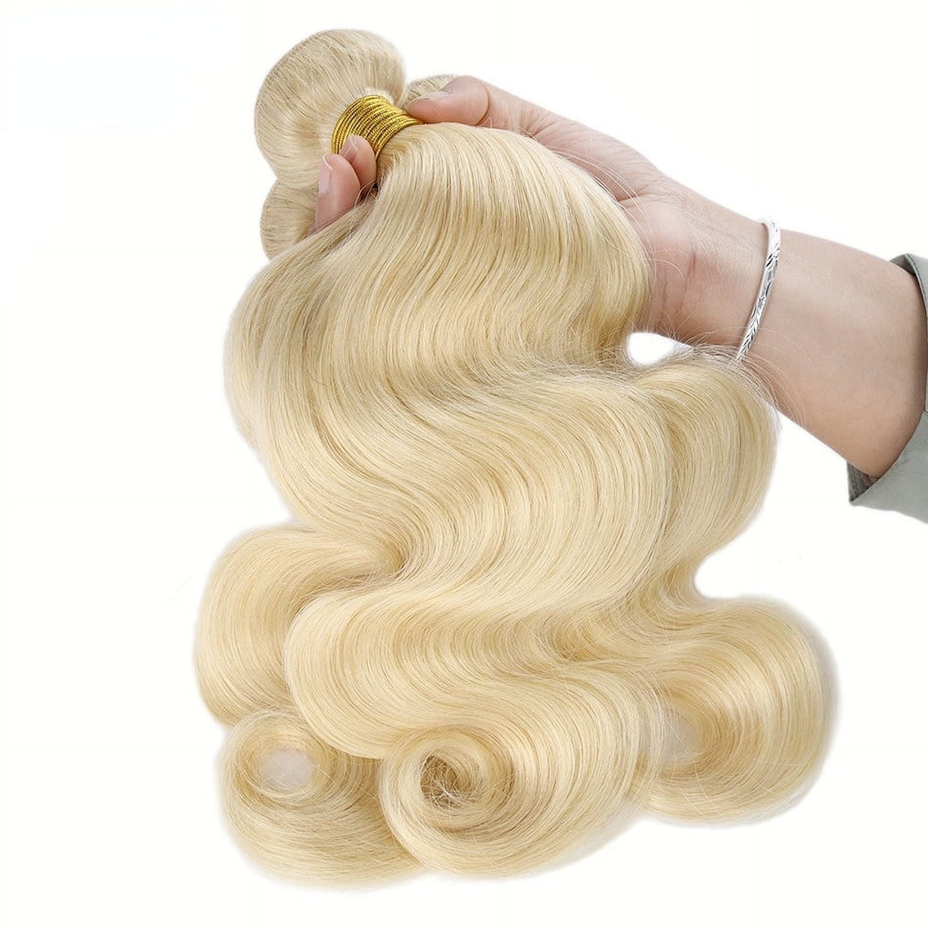 Blonde Bundles Human Hair Silky #613 Blonde Hair Bundles Body Wave 100% Brazilian Human Hair Extensions for Women 20inch