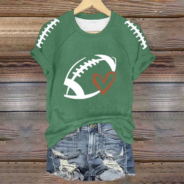 TINZ T-Shirt Imprimé Saison de Football Amusant pour Femmes Manches Longues Rayé à Manches Longues