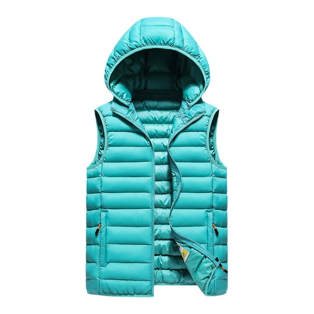 YIFUNIN Men's Ribbed Pattern Vest, Casual Fashionable Sleeveless Cotton Jacket, Solid Color Fitted Hooded Waistcoat for Layering in Fall,Light Blue,XL