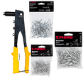 thumbnail image 1 of Kit de Remachadora Manual de 10" con 150 Remaches y Boquillas | Uso Profesional y Doméstico | Herramienta para Metal, Plástico y Más, 1 of 8