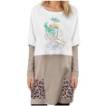 thumbnail image 1 of Moda mujer casual impreso cuello redondo manga larga otoño blusa pullver tops Pompotops FGAJ8810, 1 of 8