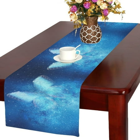 

MYPOP Universe Filled with Stars Butterfly Cotton Linen Table Runner 14x72 inches