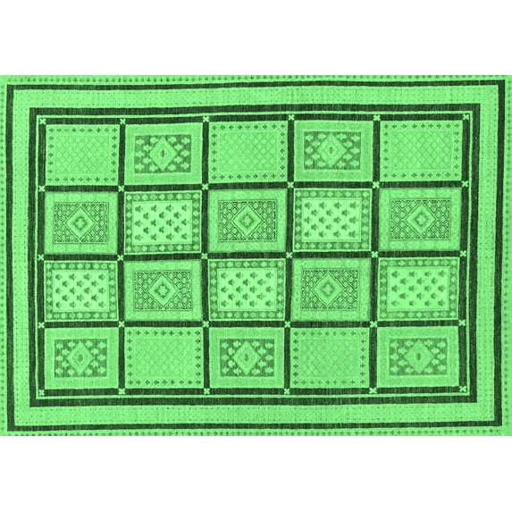 Ahgly Company Indoor Rectangle Abstract Emerald Green Modern Area Rugs, 7' x 10'
