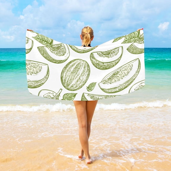 Ryvnso Retro Fruits Drawing Beach Towel Quick Dry Swimming Yoga Beach Towels Large Sand Free Microfiber Towel 31"W x 71"L
