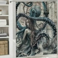 thumbnail image 6 of Orinice Ambesonne Blue Shower Curtain, Nautical Concept Gothic Ocean Fantasy Sailor's Nightmare Siren, Fabric Bathroom Decoration Set 60x72, 6 of 7