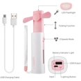 thumbnail image 2 of Pequeño ventilador portátil con batería recargable con banco de energía de 2200 mAh y linterna LED, tiempo de trabajo prolongado de 15 a 25 horas para verano caluroso, viajes, camping (rosa) Sailing Electrónica, 2 of 5