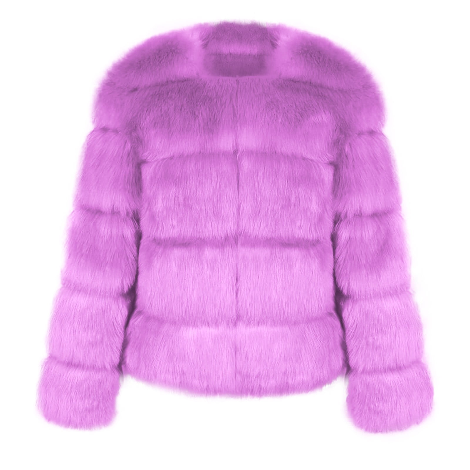 Fake Fur Coat, Yigetop Womens Winter Outerwear Faux Fur Long Sleeve Crop Jacket Shaggy Coat Open Front Cardigans Fur Coats for Women Purple XL