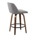thumbnail image 4 of Walnut Wood Counter Stool Set of 2 with Grey Fabric Seat and Black Footrest, Fixed Height Modern Bar Stools for Kitchen Island, 4 of 5