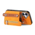 thumbnail image 3 of For iPhone 16 Case Zipper Card Holder Leather+TPU+PC Phone Cover 2-in-1 Magnetic Detachable - Orange, 3 of 5