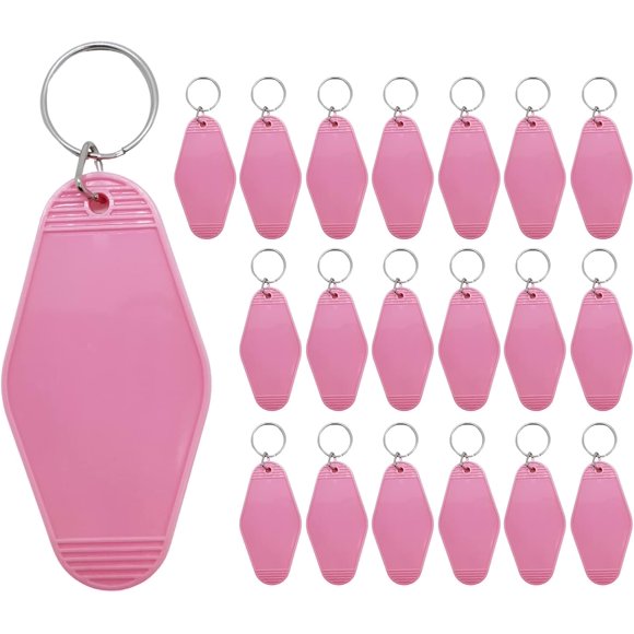 JXQGQ 20 PCS Motel Keychain Blank Hotel Keychains DIY Vintage Keychains Blanks for Vinyl Plastic Heat Transfer Keychain