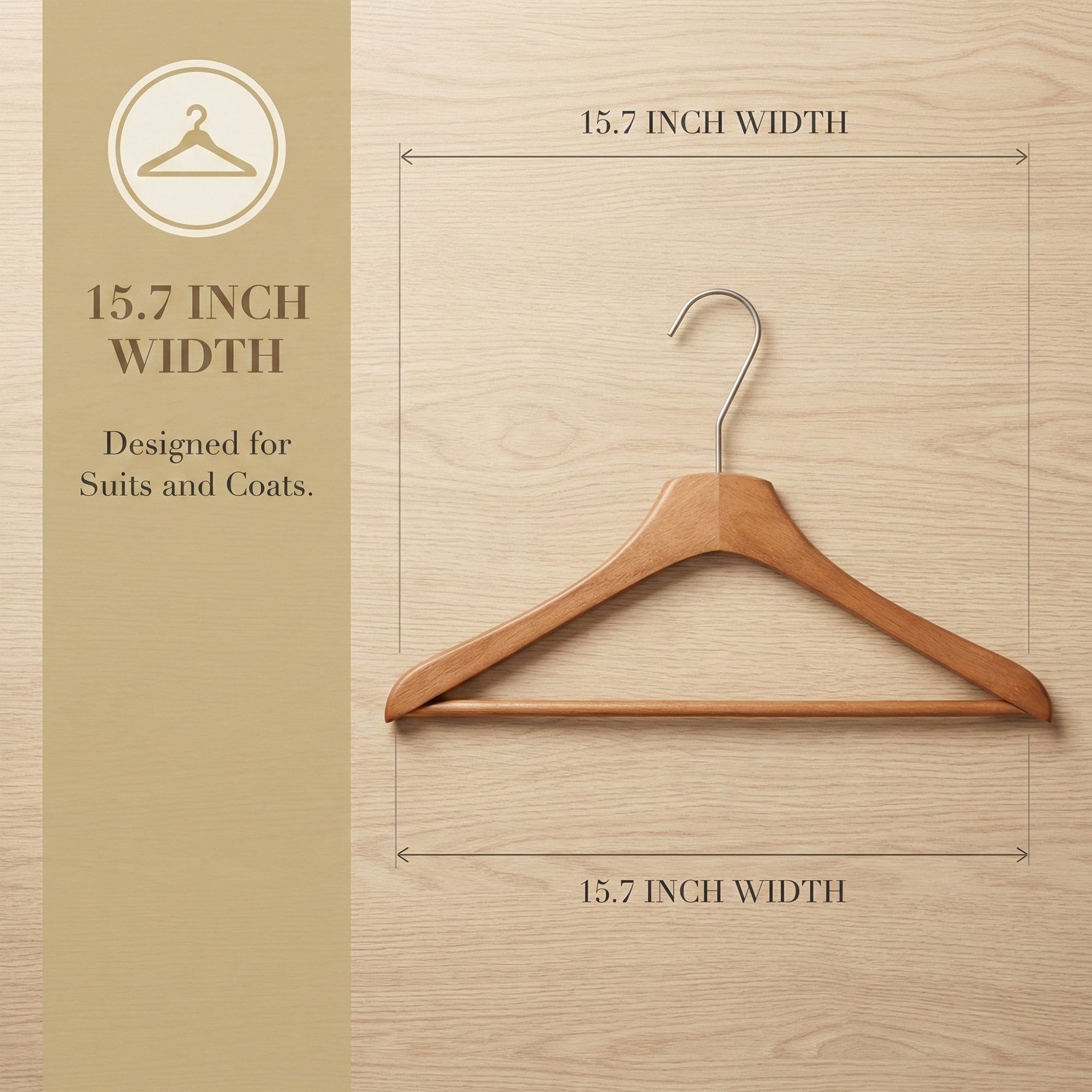 Unique Bargains 2 Pcs Wood Non-Slip Space Saving Hangers for Clothing Brown 15.7inch