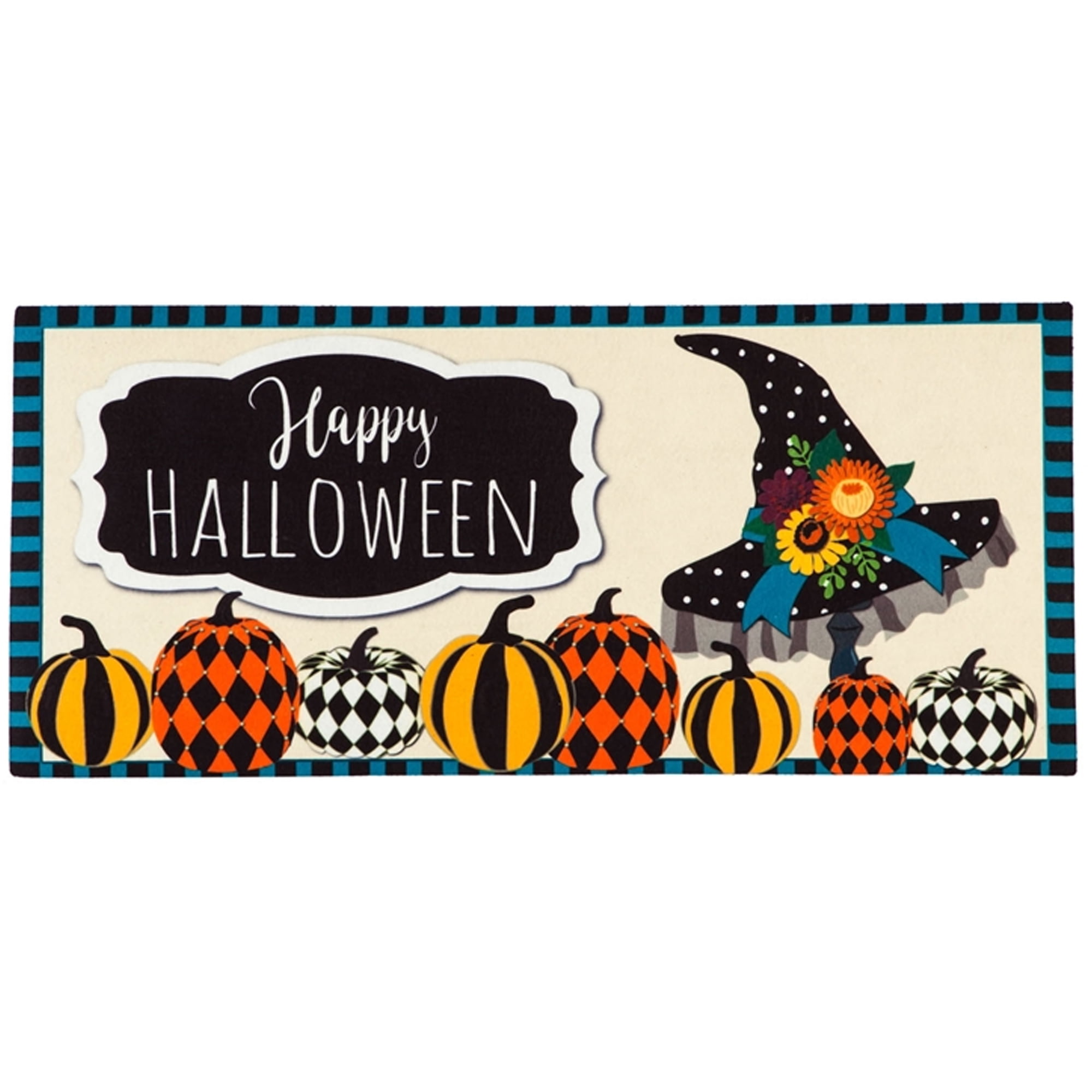 Home & Garden Witch Hat & Pumpkins Switch Mat Rubber Sassafras Halloween 431743