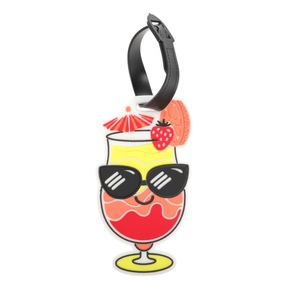 Unique Bargains 1 Pc Vacation Tall Cup Luggage Tag for Travelling Multicolored Soft Rubber