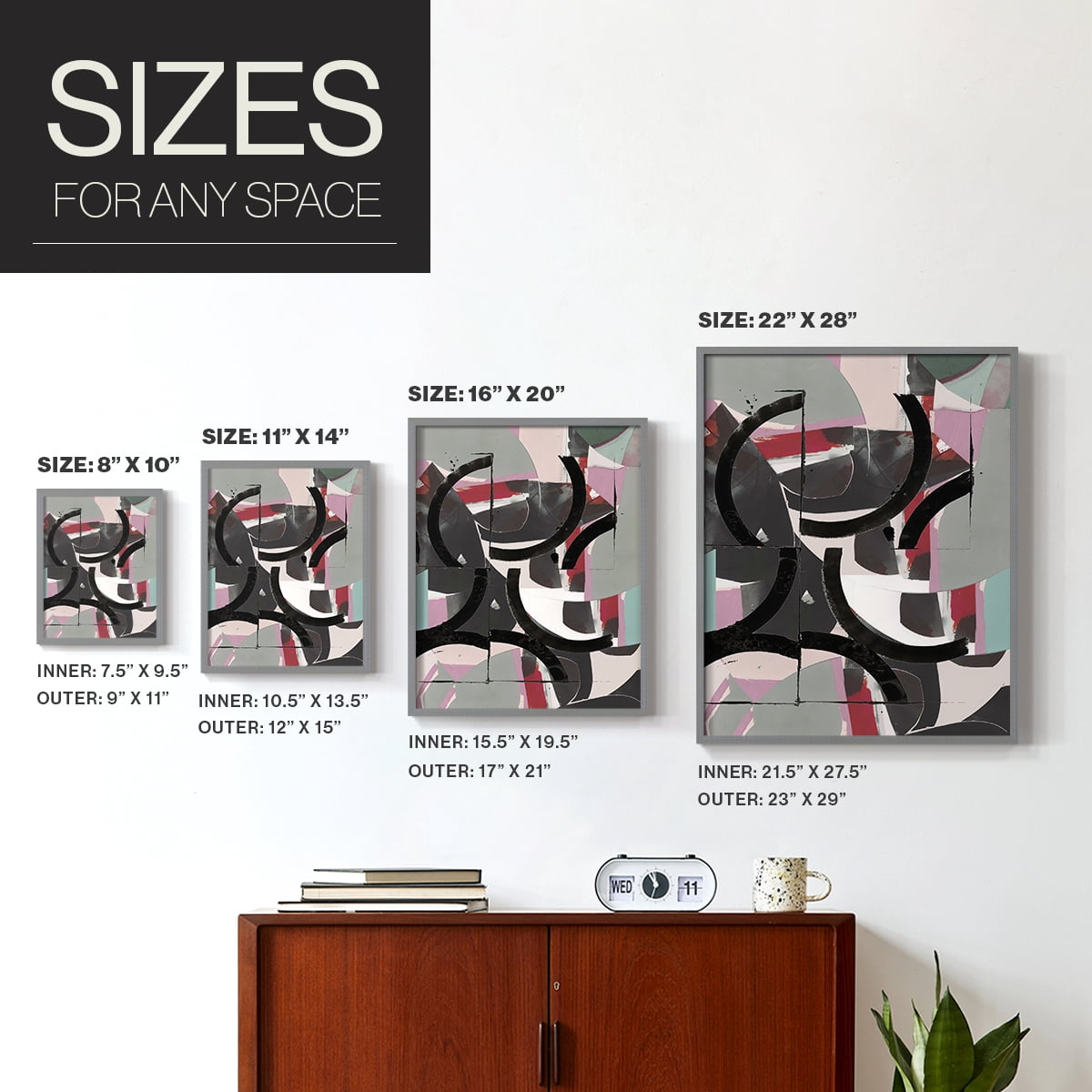 Cartissi Space II Framed Print in Gray Solid Wood Framed Print No Nail Hanging