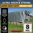 thumbnail image 2 of 10' x 10' Silver / Black Super Ultra Heavy-Duty Tarp – 8 mil Waterproof & UV-Resistant 10x10 - Large Outdoor Tarp, Waterproof Cover for Rain Camping, Tent, UV Protection, Reinforced Corners, 2 of 9