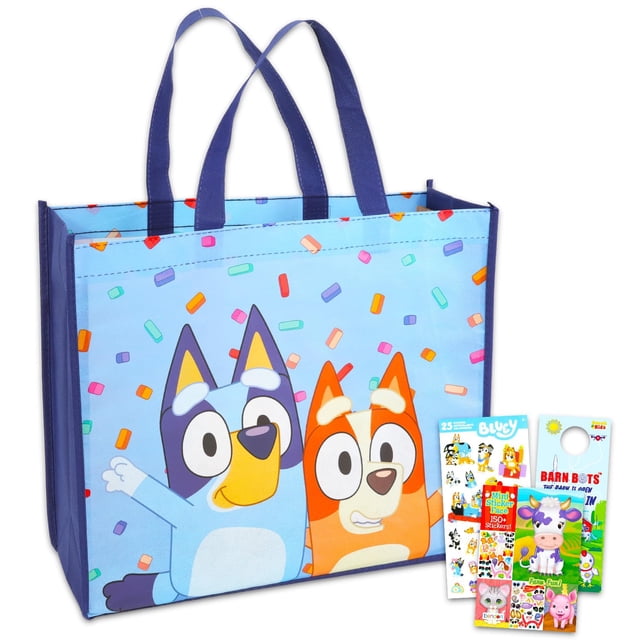 Juego de bolsas Bluey de 37 x 14 x 33 cm con pegatinas