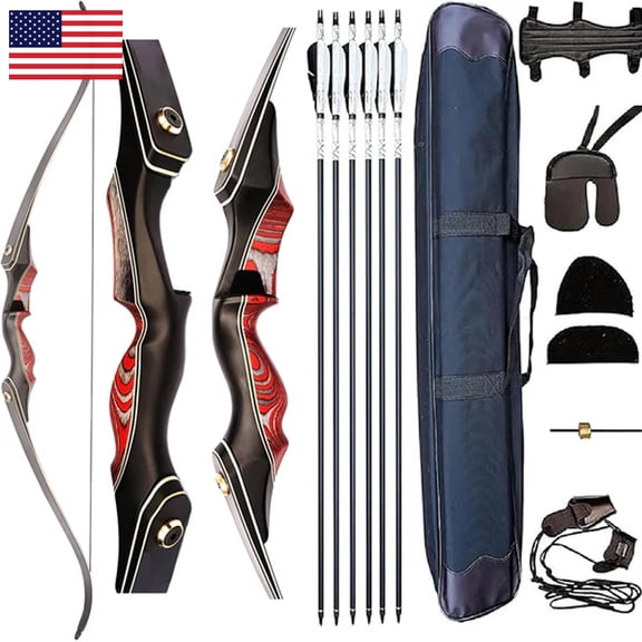 PMZ Coral Snake Takedown Recurve Bow Set 60" Wood Bamboo 20lbs Right Hand