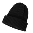 thumbnail image 3 of Gorro de punto con puños, talla única, cálido, ligero, gorro de pescador para invierno Negro Colco Gorros Beanie, 3 of 8