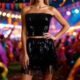 thumbnail image 2 of Elegant Women'S Carnival Sequin Performance Set Stretch Bustier Top And Skirt Dance Party Outfit, 2 of 4