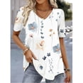 thumbnail image 2 of Blusas de moda para mujer, camiseta con estampado de flores en 3d, camiseta blanca Kawaii con cuello en V, ropa femenina, camisetas de verano de gran tamaño 2024, 2 of 4