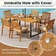 thumbnail image 5 of RELAX4LIFE Outdoor Dining Table for 6, 63’’ Rectangular Wooden Patio Table w/Umbrella Hole, Acacia Wood Tabletop & U-Shaped Metal Legs, Farmhouse Indoor Outdoor Use for Kitchen Garden Porch Backyard, 5 of 9