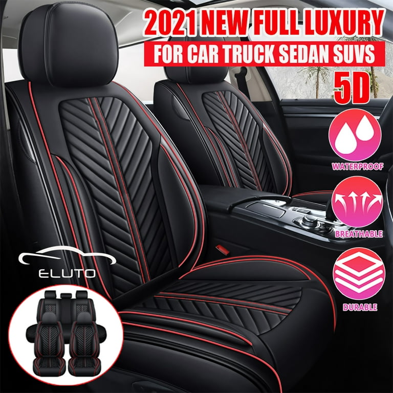 Eluto 5 Seats Car Seat Cover Full Set, Waterproof Leather Car Seat