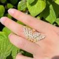 thumbnail image 5 of Gold Plated Cubic Zircon Big Adjustable Open Leaf Finger Ring Jewelry Accessory, 5 of 9