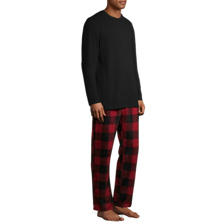 Hanes Men’s and Big and Tall Men’s Long Sleeve Crewneck Pajamas Set, 2-Piece