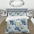thumbnail image 2 of Designart "Foggy Blue Floral Damask" Damask Bedding Covert Set - Bohemian & Eclectic Bed Set With 1 Sham, 2 of 5