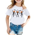 thumbnail image 2 of CONFREE Girls Halloween Short Sleeve Tshirts Crew Neck Cute Skeleton Graphic Casual Hallowmas T-Shirt for Kids, 2 of 4